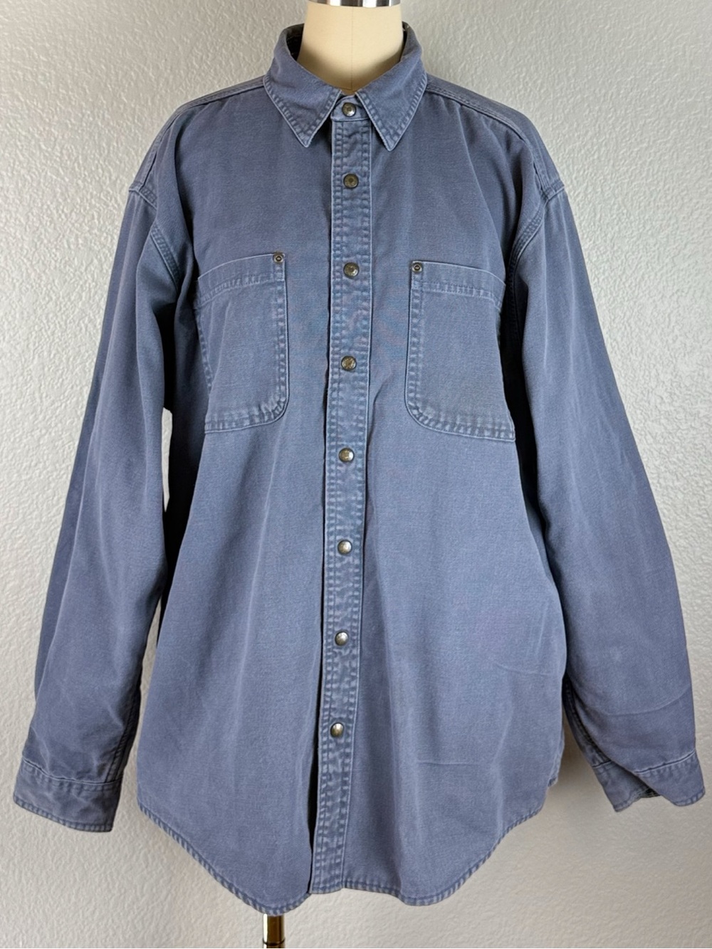 LL Bean Vintage Men’s Canvas Flannel Lined Work Shirt Heavy Duty Utility Large